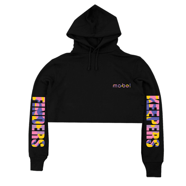 Mabel - Black "Finders Keepers" Cropped Hoodie